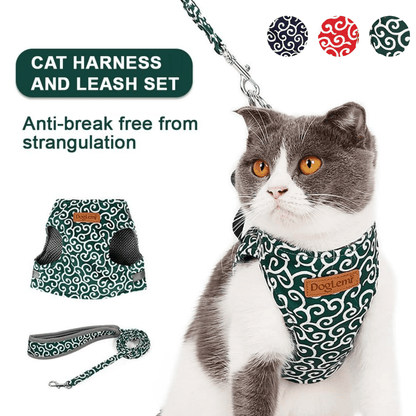 Cat Vest-Style Clothes with Traction Rope and Chest Harness