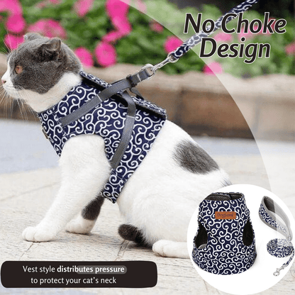 Cat Vest-Style Clothes with Traction Rope and Chest Harness